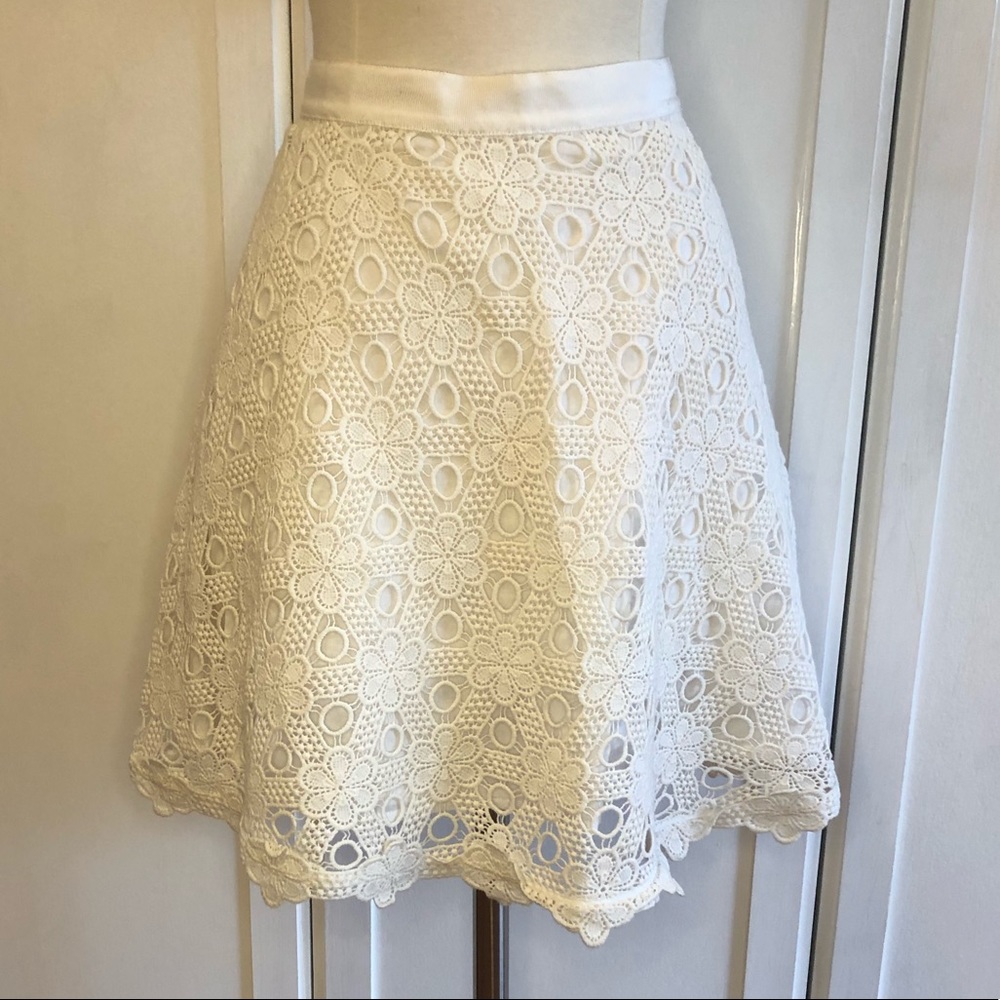 White Lace A-Line Skirt